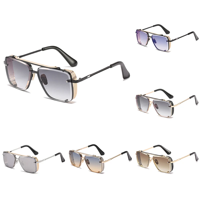 

2022 New Vintage Square Metal Frame Steam Punk Sunglasses Anti-uv Eyewear Uv400 Trendy Street Shooting Glasses Luxury Design