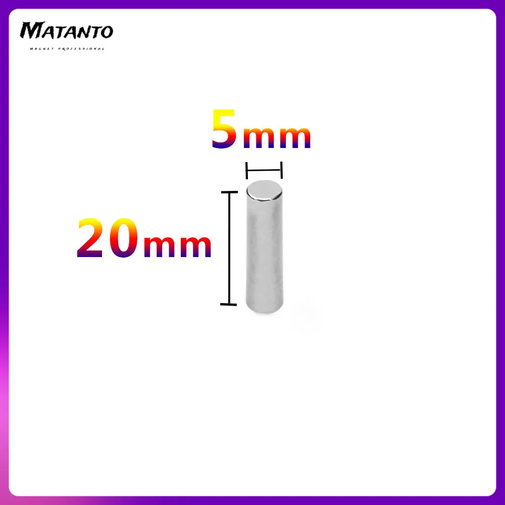 10-100Pc 5x20mm Round Shape Rare Earth Neodymium Super Strong Magnetic NdFeB Magnet Fridge Crafts For Acoustic Field Electronics