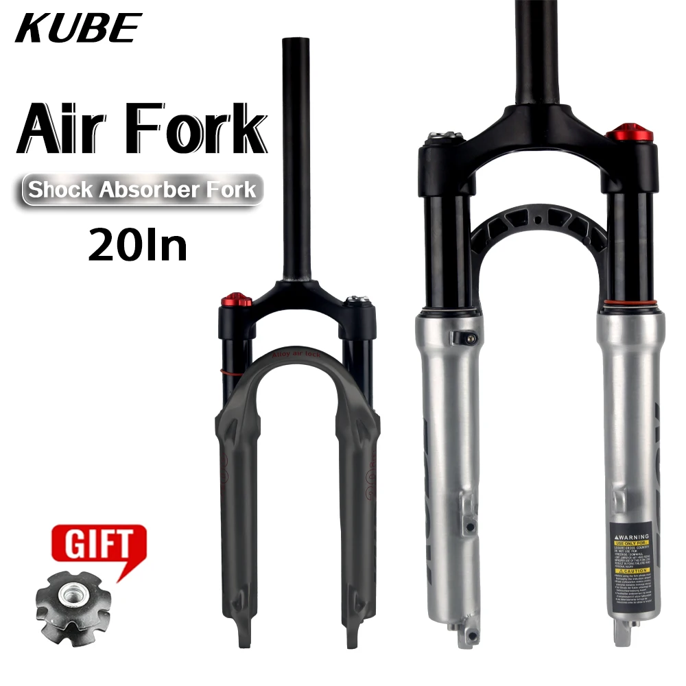 

KUBE Mountain Bike Shock Absorber Air Fork Adjustable Lock 20inch Folding Bicycle BMX Small Wheel Diameter Bike Disc Brake Fork