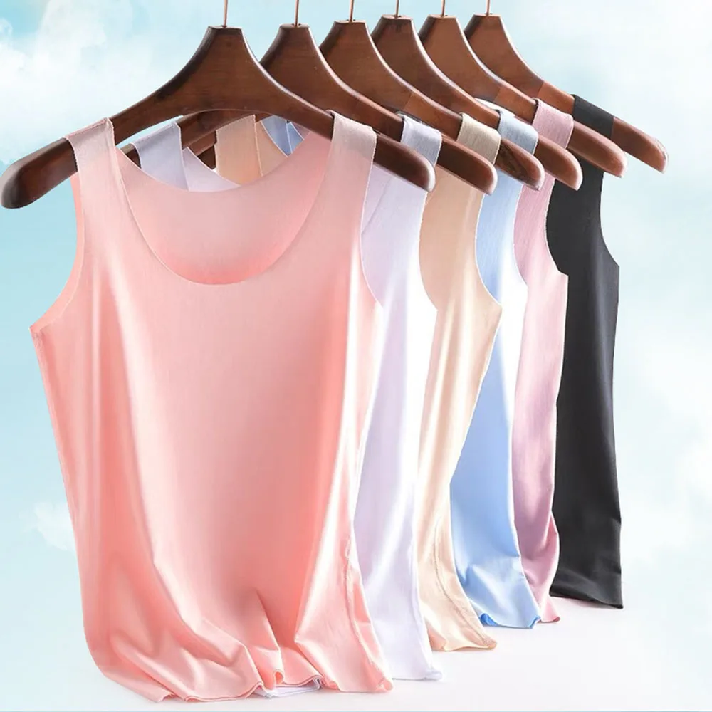 

Tank Tops Summer Seamless Ice Silk Vest Women Wear Undershirt Underwear Female Students Korean-Style Slim Strap