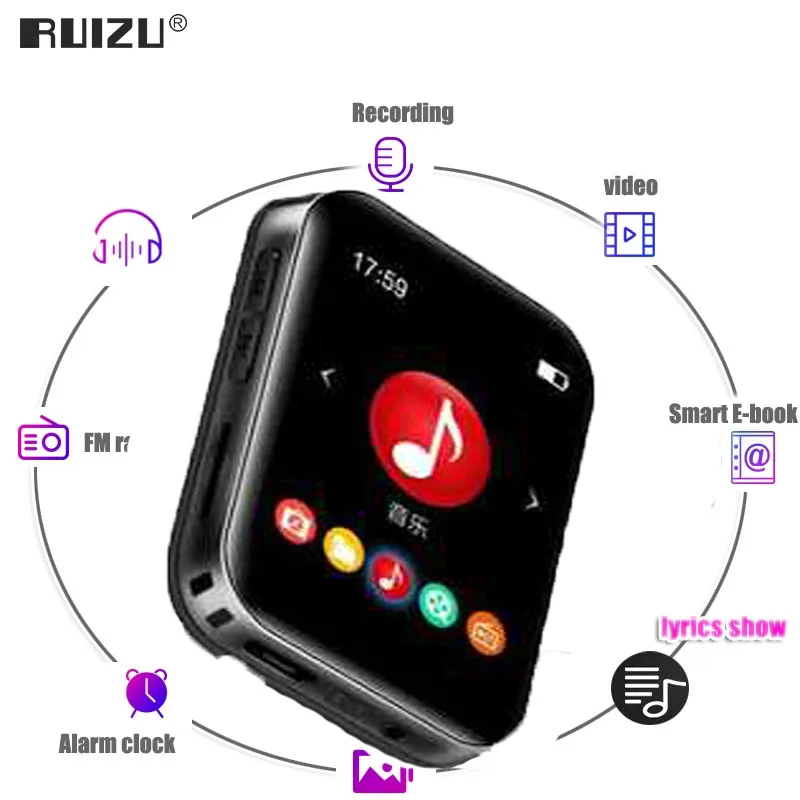 2022 Newest record player RUIZU MP3 Player With 1.8 Inch Screens FM E-Book Clock Data |