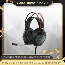 HAVIT H2016d RGB Gaming Headphone with Mic 3.5mm Wired Headset Gamer Overear Surround Sound for PC PS4 PS5 Xbox Switch Laptop