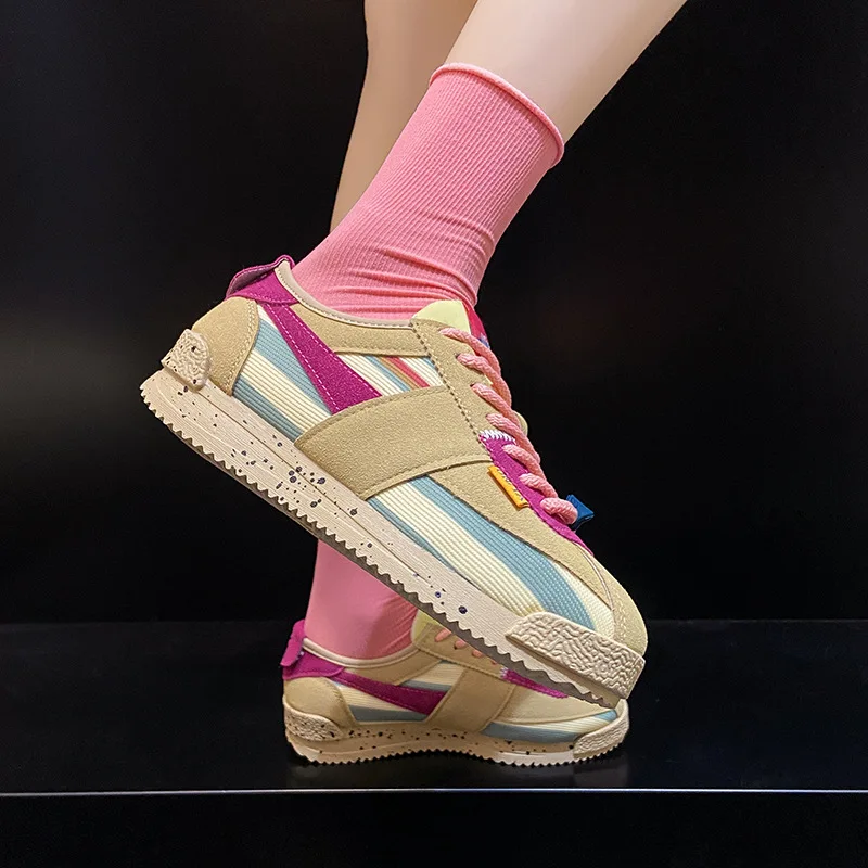 

Autumn New Women Forrest Gump Shoes Mixed Color Retro Sneakers Girl's Students Sports Shoes Female Trainers Casual Shoes