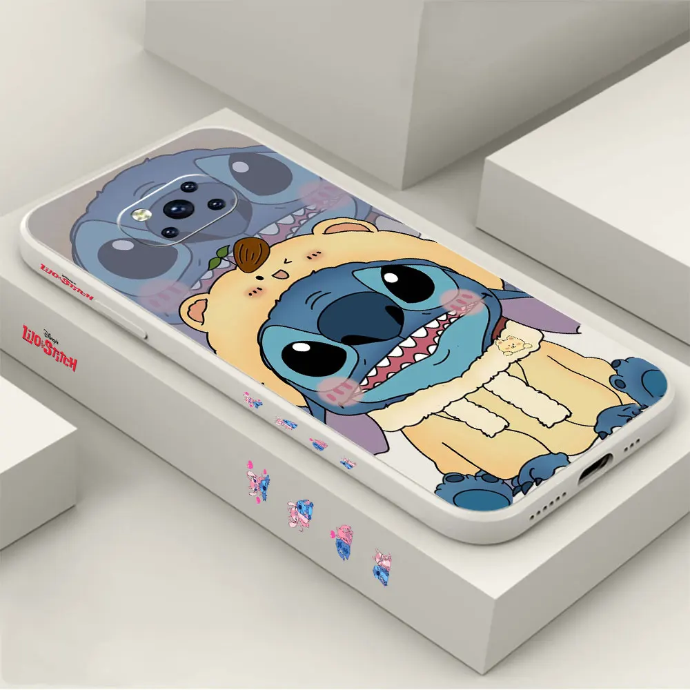 

Anime Cute Lilo Stitch Angel Phone Case For Xiaomi POCO M5 X5 F5 M4 M3 F4 F3 X4 X3 NFC GT PRO MIX 4 3 2 2S Liquid Silicone Cover