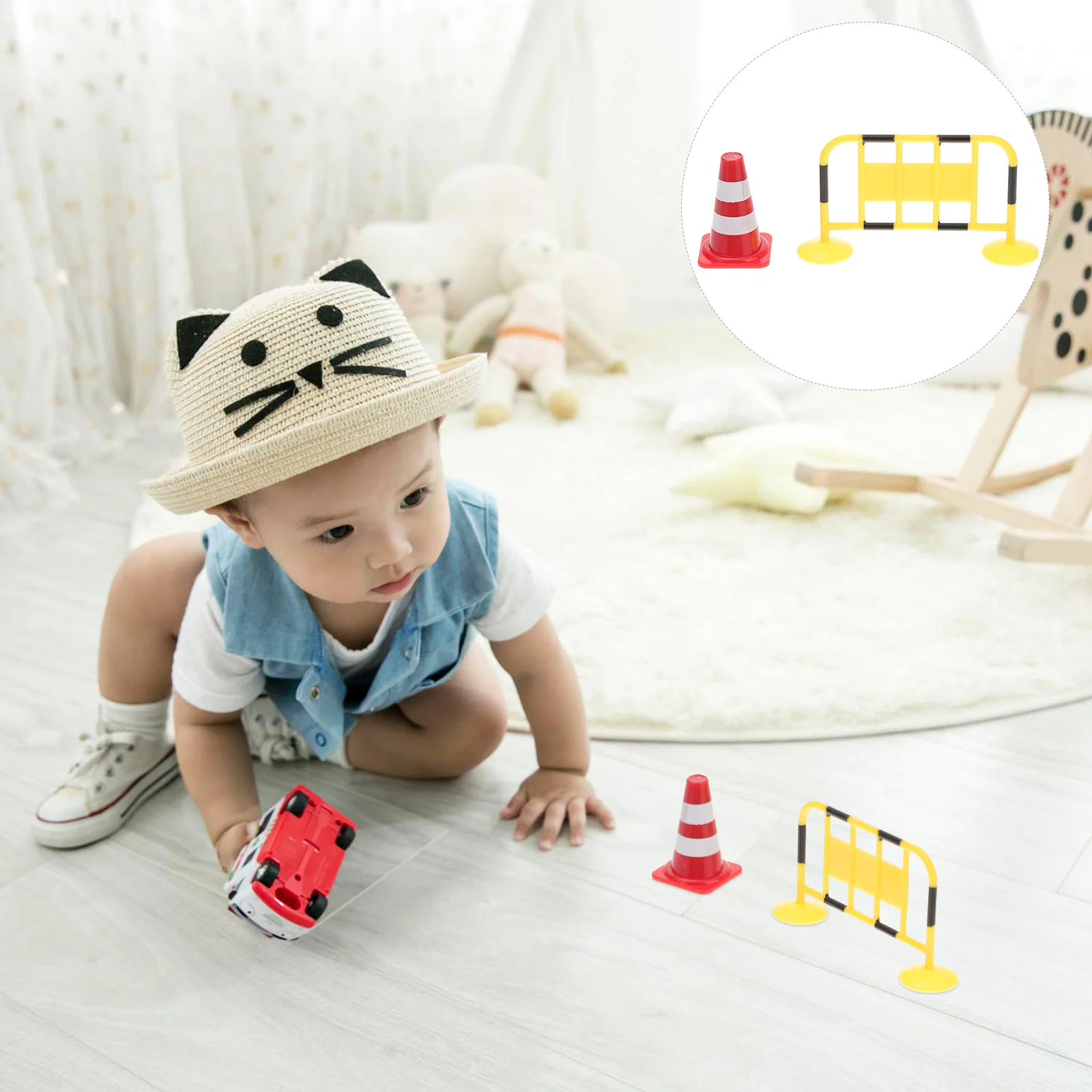 

32 Pcs Road Sign Barricade Mini Tape Roadblocks Toys The Traffic Fences Abs Cone Kids Cognitive Children Plaything Light Cones