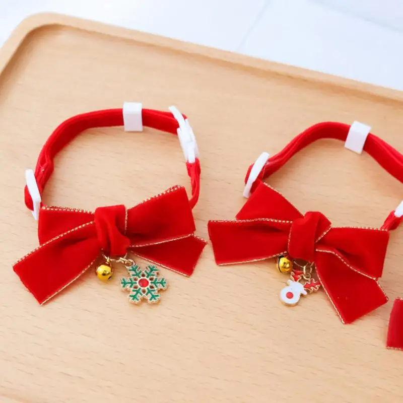 

Pet Cat Collar Necklace With Bell Safety Buckle Christmas Bow Pet Bow Tie Cat Collars For Dogs Cats Grooming Cat Accessories