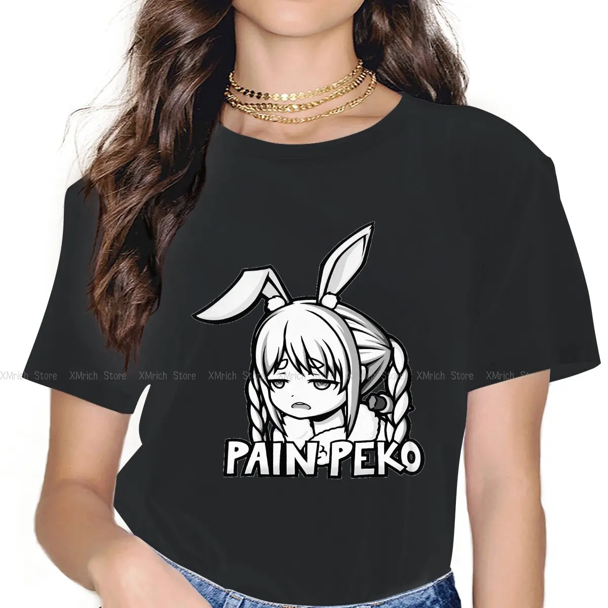 

Pain Peko Usada Pekora Female Shirts Hololive VTuber Loose Vintage Women Clothes Harajuku Casual Feminine Blusas