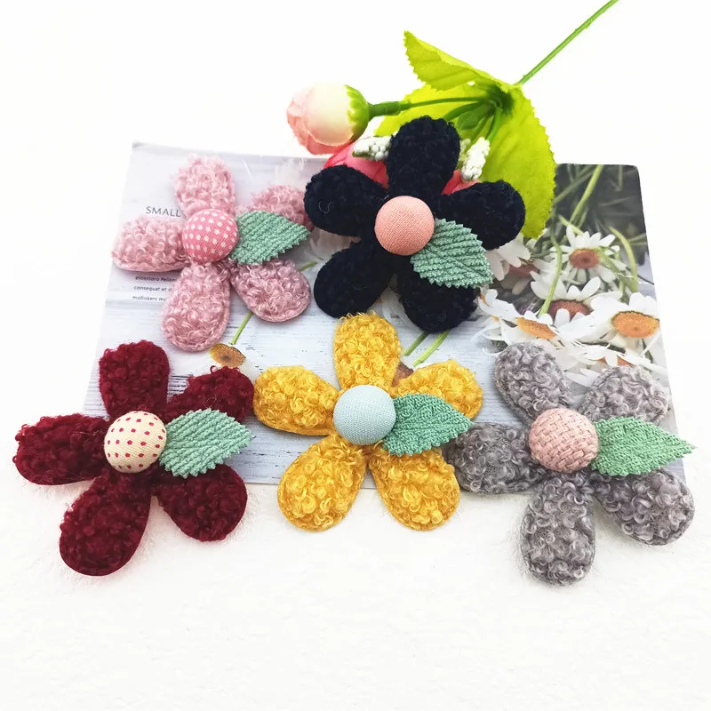 

80Pcs 5.5CM Felt Flower Patches Appliques Non-Woven Badges for Hair Accessories Scrapbook DIY Craft Embellishments Decoration