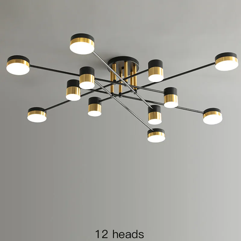 

2022 современная светодиодная Люстра для гостиной, спальни, столовой, кухни, гостиной, потолочная лампа черного и золотого цвета, дизайнерски...