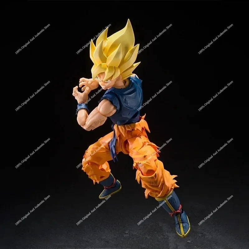 Фото В наличии 100% оригинальная фигурка Bandai SHFiguarts DBZ Супер Сайян Гоку с боевыми повреждениями, коллекционная аниме-фигурка, украшение для рабочего стола, подарок. №5