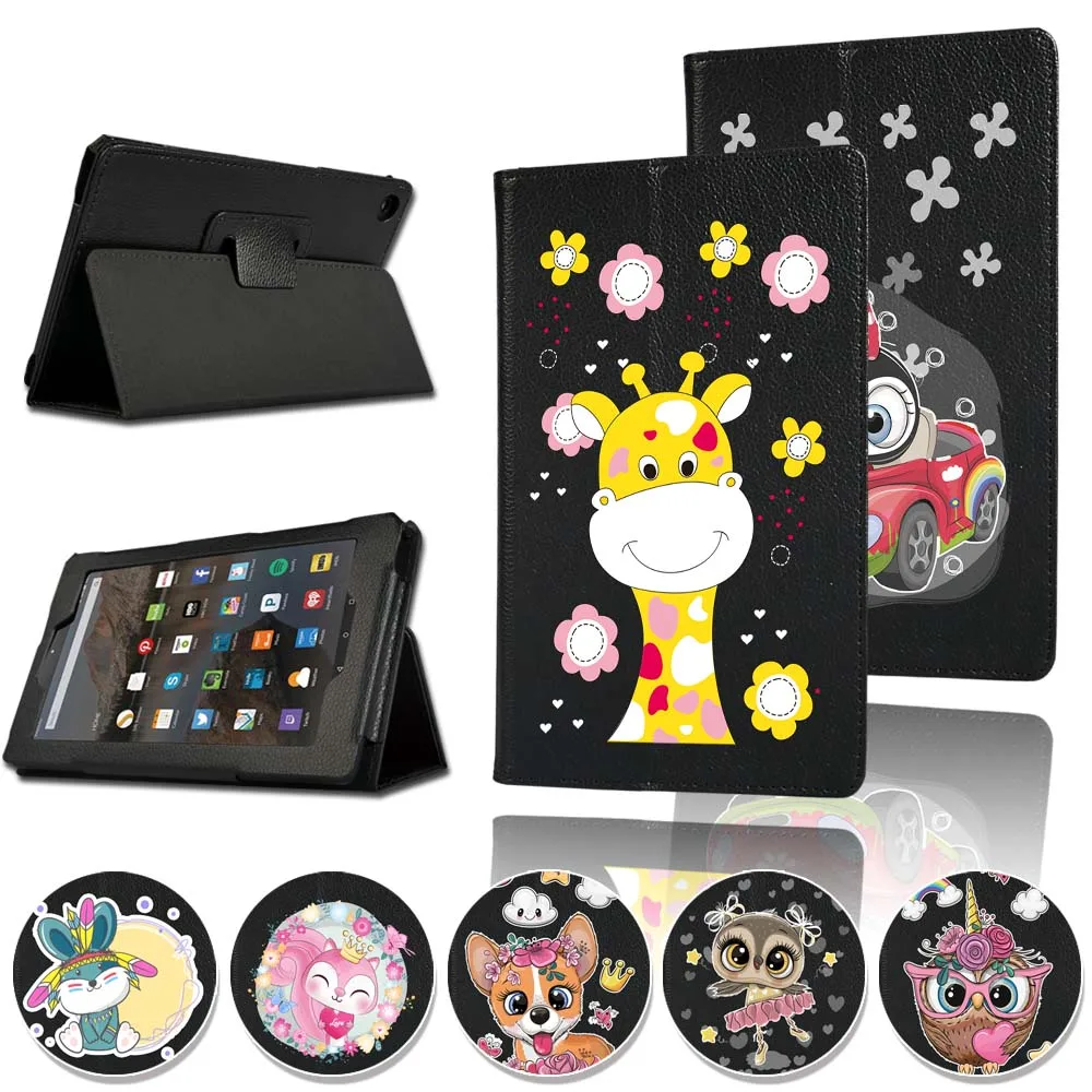 

Tablet Case for Fire 7 (5/7/9th) HD8 (6/7/8th) HD10(5/7/9th ) Slim Folding Stand Drop Resistance Cover Case+Stylus