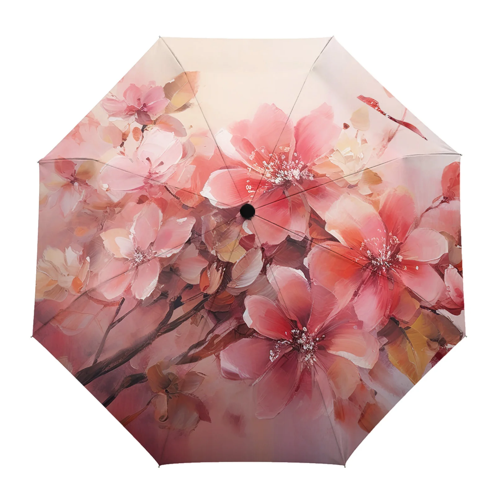 

Flowers Leaves Watercolor Automatic Umbrella Travel Folding Umbrella Portable Parasol Windproof Umbrellas