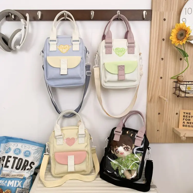 Фото Женская сумка в японском стиле Kawaii Ita из прозрачного ПВХ, 20 см, кукла винтаг, двухсторонняя сумка через плечо с любовным сердцем, кошельки и сумочки №4