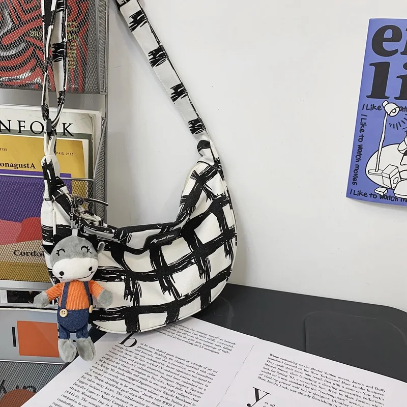 

Сумка на плечо для женщин, простые полосатые дамские сумочки, Большая вместительная холщовая клетчатая сумка