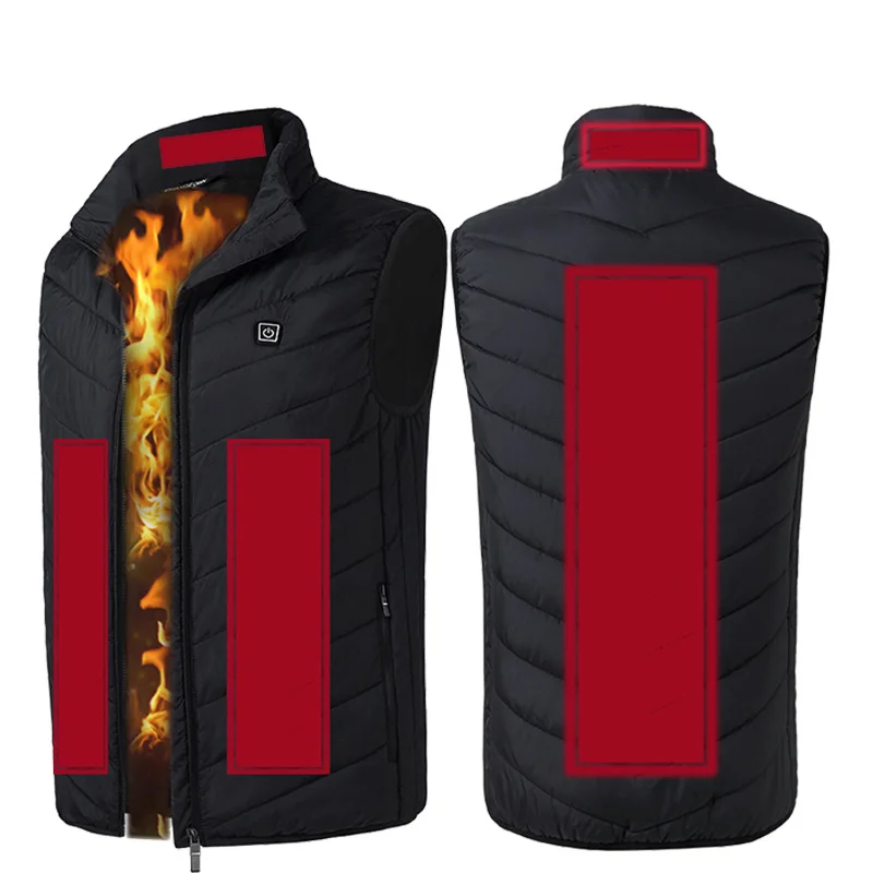 

New Hiking vests Men Outdoor USB Infrared 4 places Heating Vest Jacket Winter Flexible Electric Thermal Clothing Waistcoat