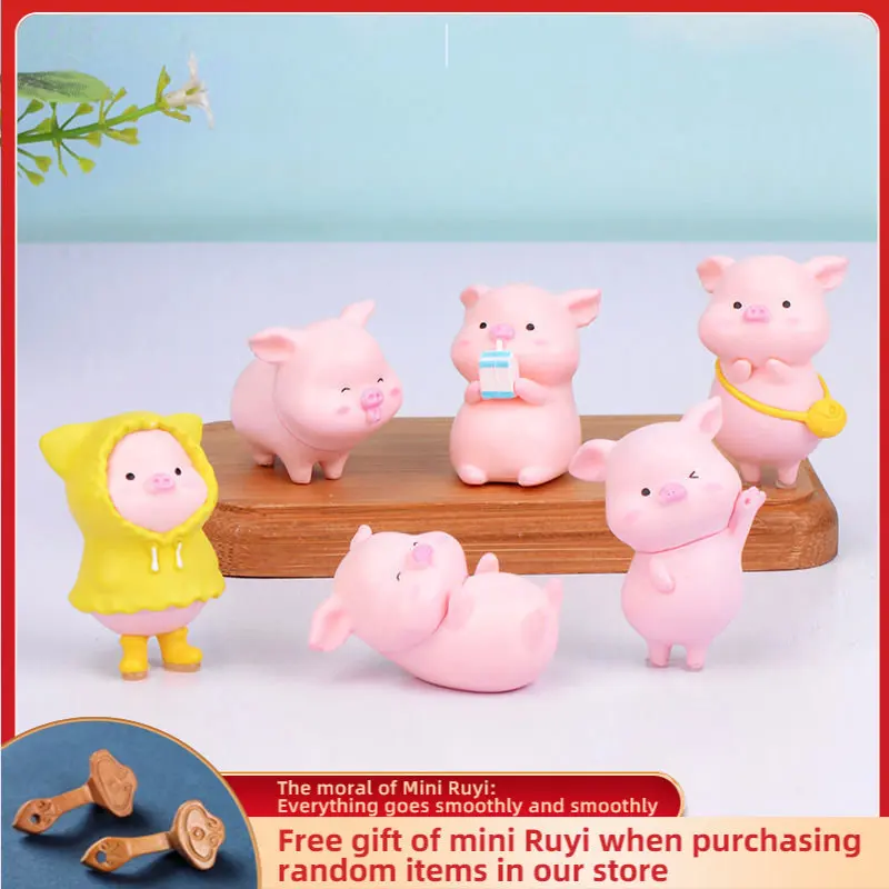 

Мультяшные милые украшения в виде свиньи для автомобиля, микроберта, украшение для рабочего стола, креативные безделушки, аксессуары для ук...