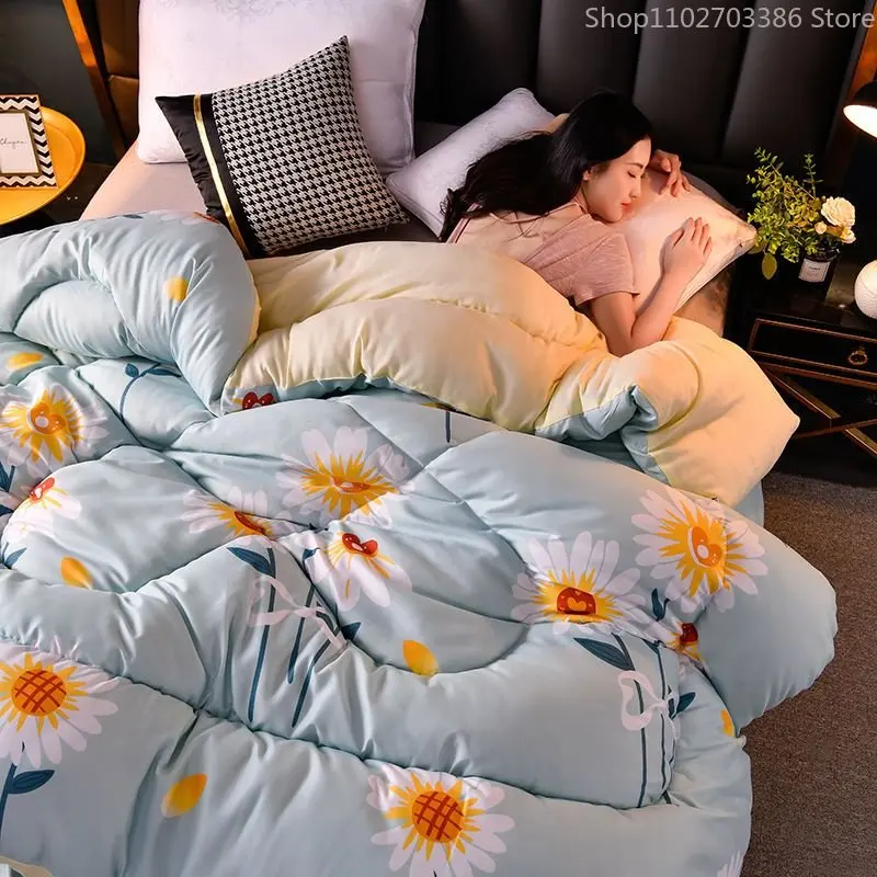 

Мягкое теплое одеяло, пушистое стеганое одеяло, приятное для кожи, плотное хлопковое зимнее одеяло, домашнее Двухспальное одеяло, однотонное современное одеяло