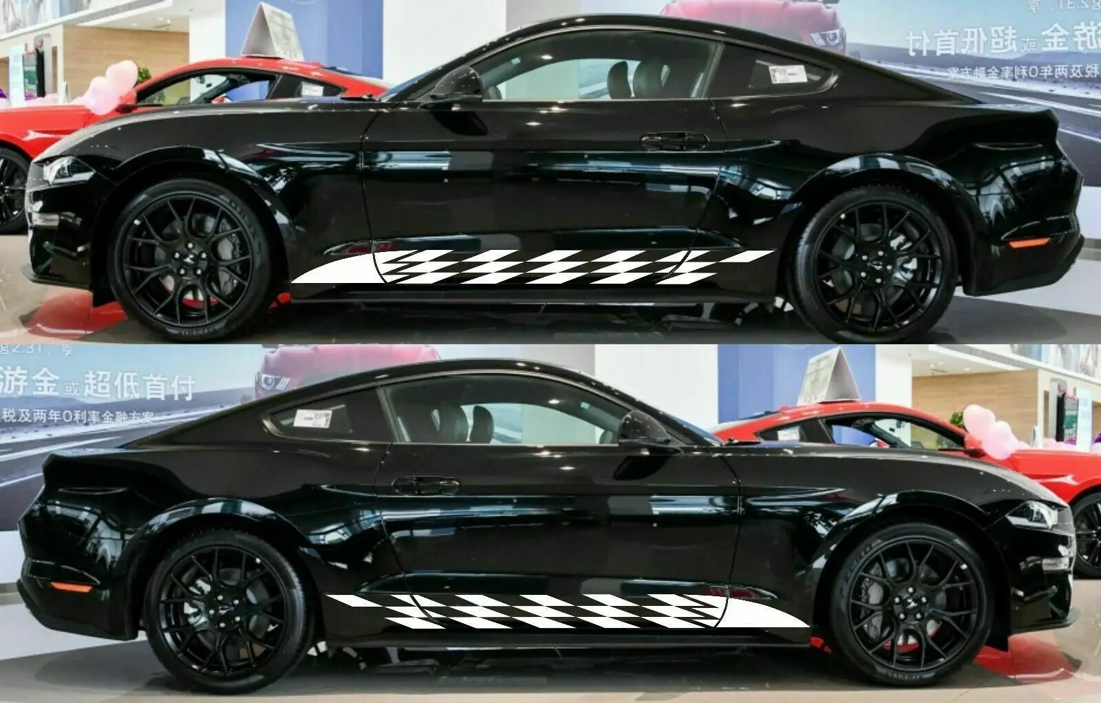 

For FORD MUSTANG GT Side Door Skirt Vinyl Decals Graphics Sport Stripe Sticker