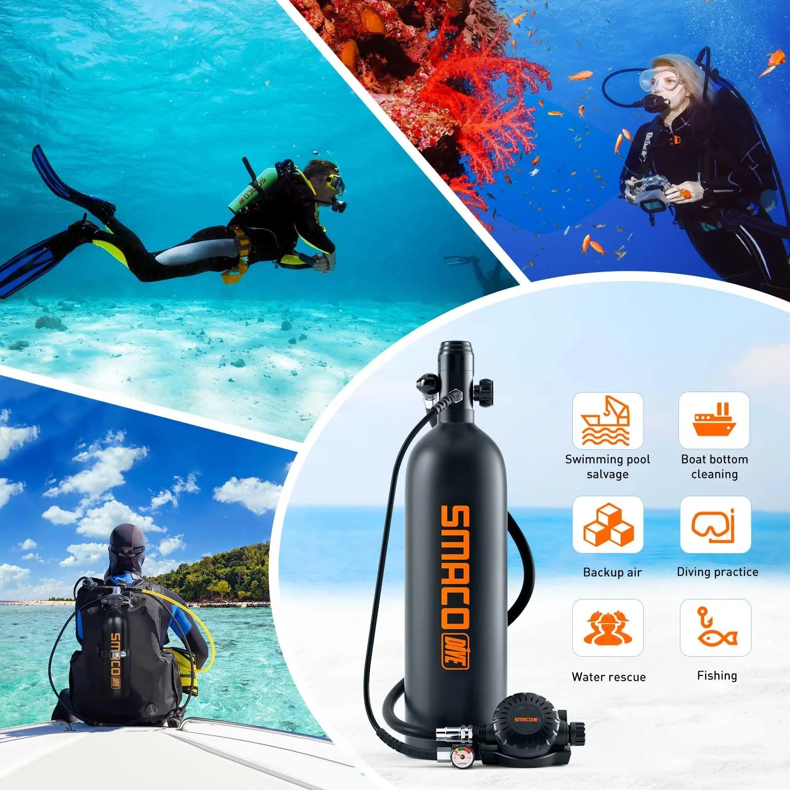 Баллон для дайвинга SMACO S700PLUS, 2 л. Используется для снорклинга, подводных исследований и в качестве запасного источника воздуха. (art.: 3920d935f780d) - 3920d935f780d