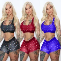 ladies sexy suit streetwear fashion personality heart print jogging shorts casual two piece