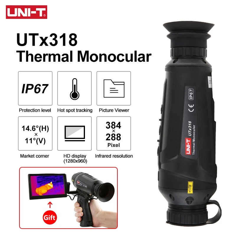 

UNI-T Thermal Monocular Telescope UTx318 384×288 Pixels Thermal Imager For Hunting Thermographic Camera Night Vision IP67