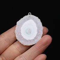 natural stone druzy pendants slice druzy white crystal for jewelry making diy women necklace earrings party gifts