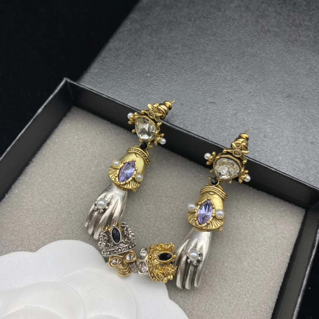 

New Trendy 2020 Korean Fashion Luxury Jewelry Punk Skull Drop Earrings For Women Gold Cute Earring Party Gift Skeleton Wholesale