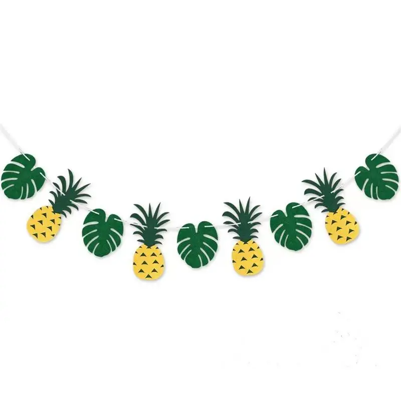 

Summer Tropical Hawaii Party Decoration Flamingo Pineapple Leaves Flag Summer Birthday Party Garland Hotel Room Scene Layout