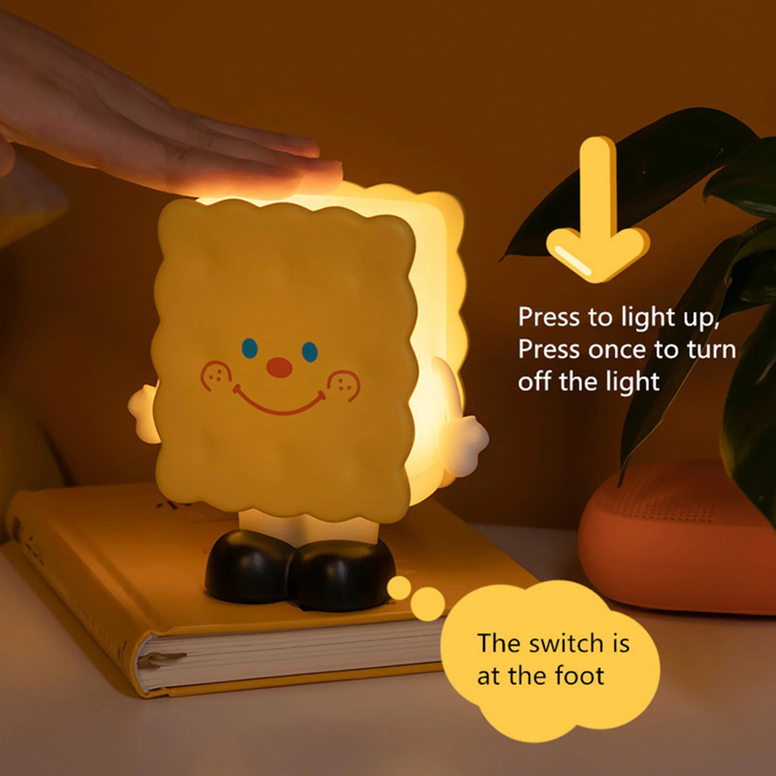 

USB Mini Cookies Desk Lamp Stepless Dimming Kawaii Biscuit Dolls Lights Art Crafts Desktop Ornament Kids Gifts for Children Room