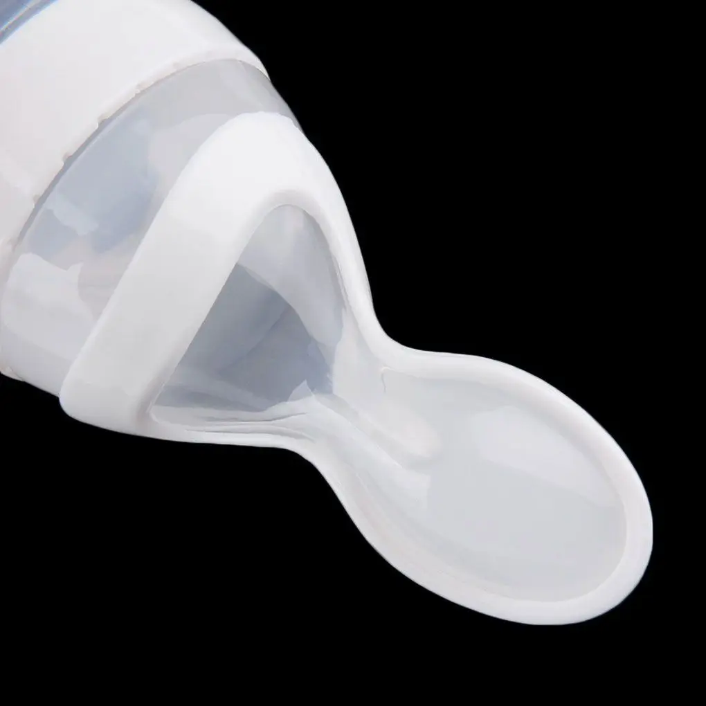 

Baby Silicone Squeeze Feeding Bottle With Spoon Feeder Food Rice Cereal Bottle Infant Newborn Toddler Training Feeder 90ML