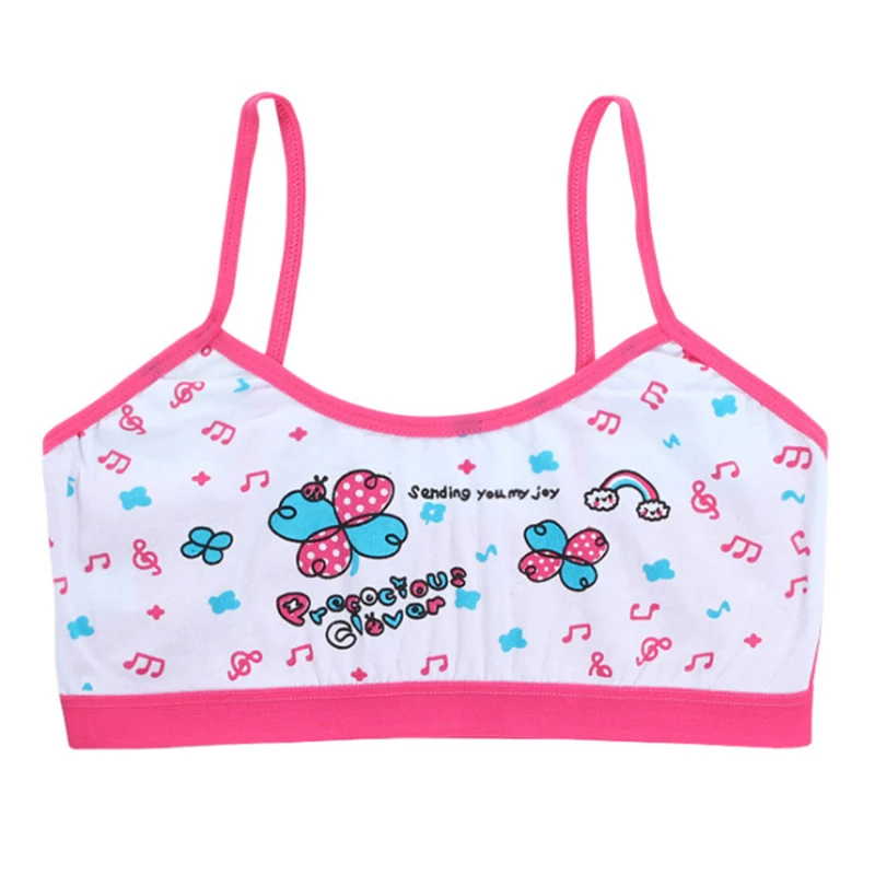 

1pcs Teenage Girls Training Bra Kids Underwear Cotton Cartoon Girls Vest Crop Top 8-14years Fashion Prints Bras Cute girl's Vest