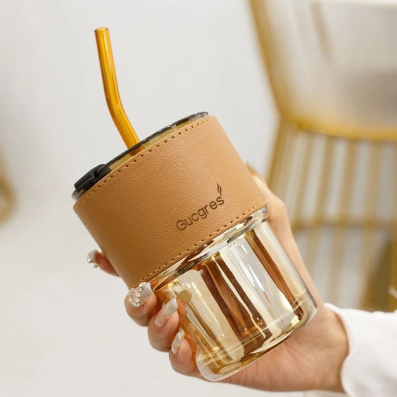 

Кружка стеклянная QUHE 400/450 мл коричневая/черная