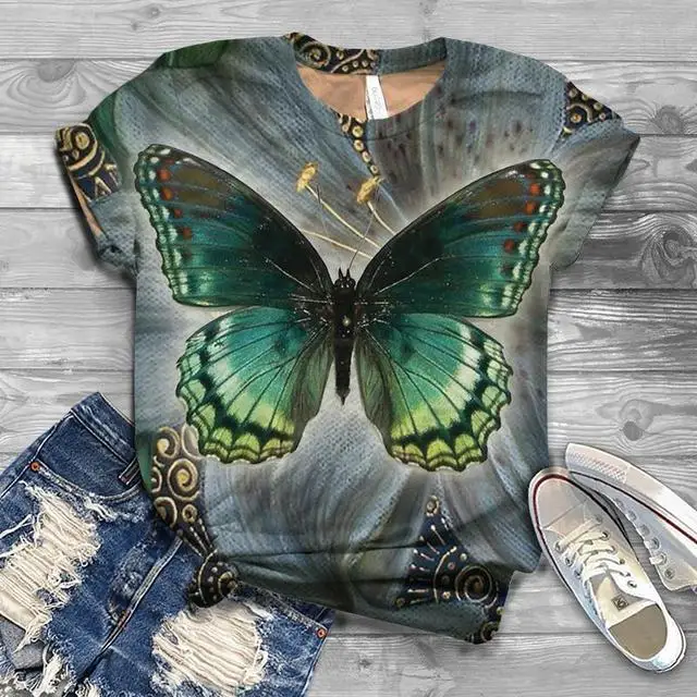 

Butterfly Women T-shirts Fashion 3d Print Tshirt for Ladies Casual Streetwear Short Sleeves Tops Female Clothing Tee Camisetas