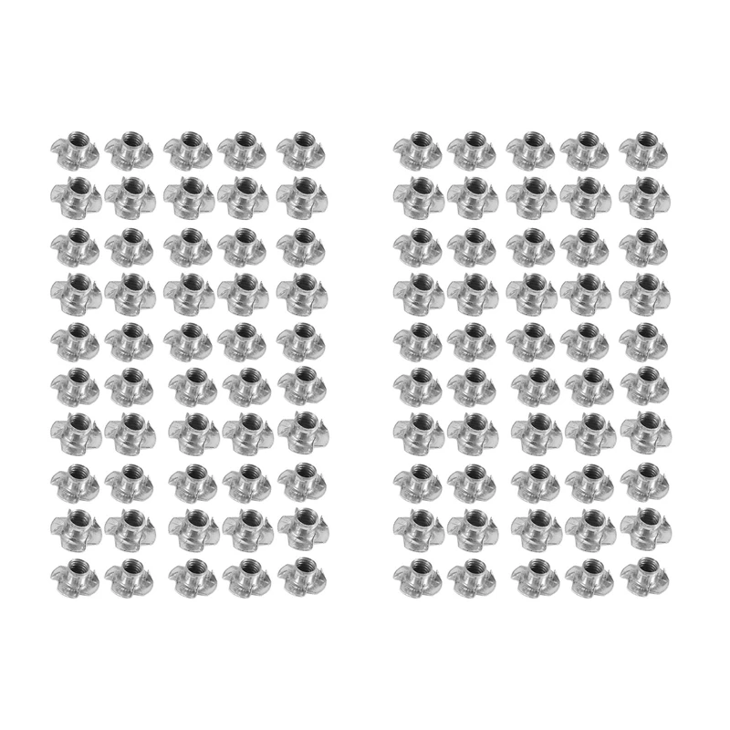 

100Pcs M8 Metal Captive T Nuts Pronged Tee Blind Nuts Metric