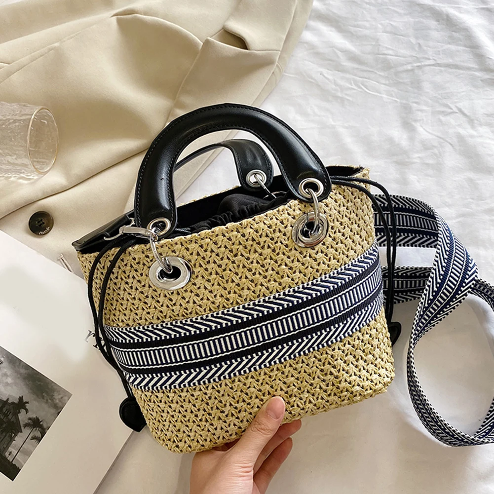 

Fashion Large Capacity Rattan Tote Women Designer Wicker Woven Shoulder Crossbody Bag Woman Luxury Summer Beach Bag Big Purse
