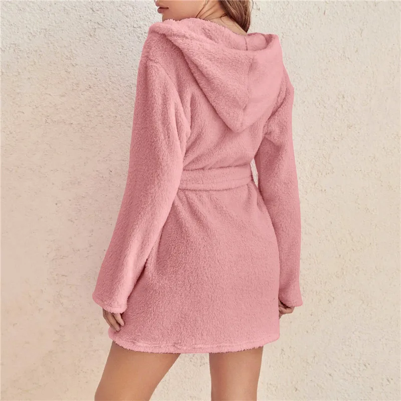 

Coral Fleece Long Robe Kimono Gown Winter Warm Flannel Nightdress Bathrobe Casual Sleepwear Intimate Lingerie Thicken Homewear