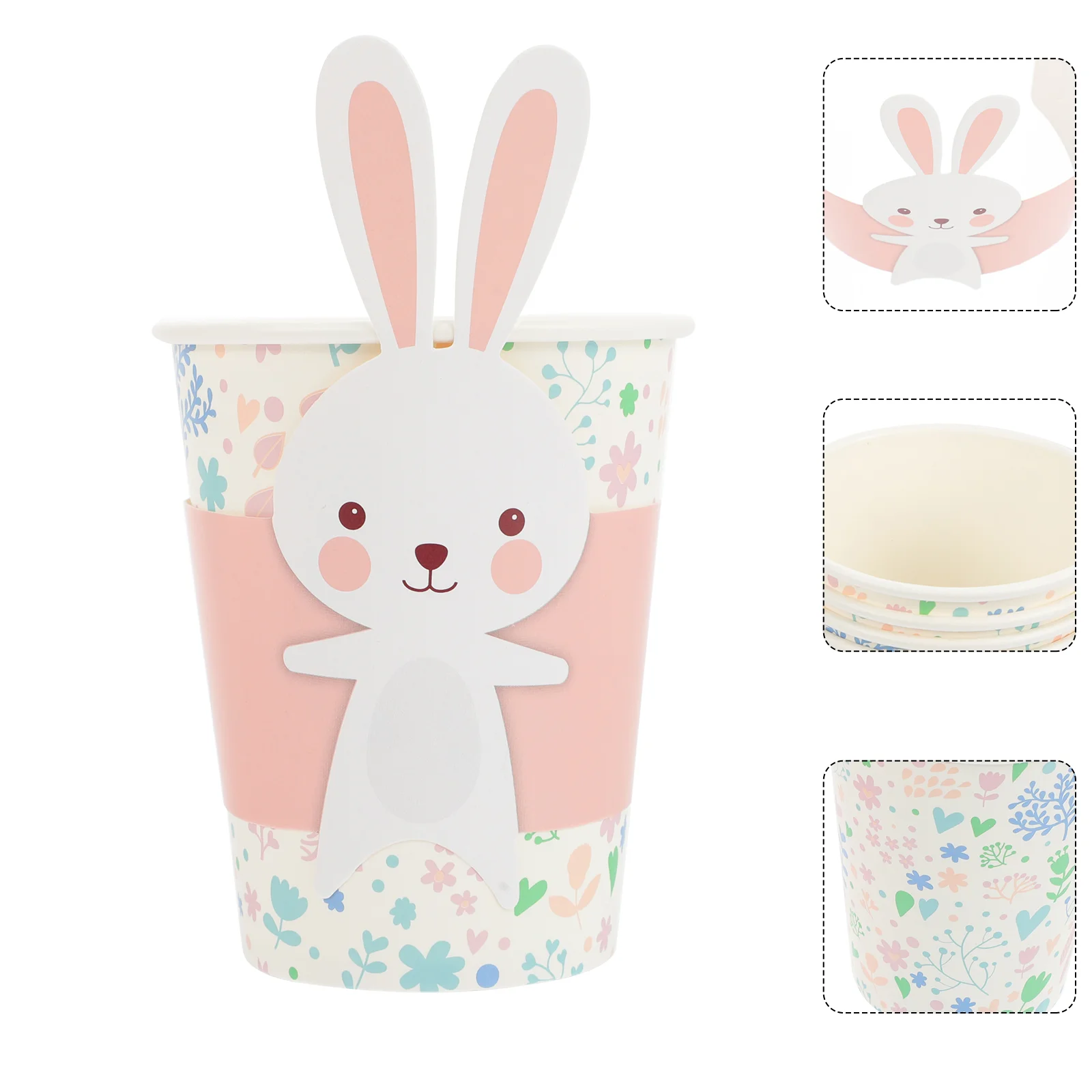 

8pcs Bunny Paper Cups Easter Disposable Paper Cups Bunny Birthday Party Supplies