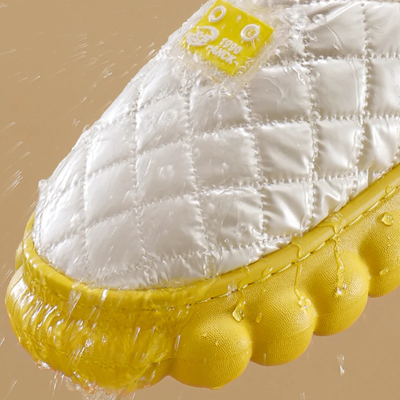 

Soft Sole Waterproof Home Slippers Women 2022 Winter Warm Short Plush Bread Shoes Woman Thick Platform Non-slip Indoor Slippers