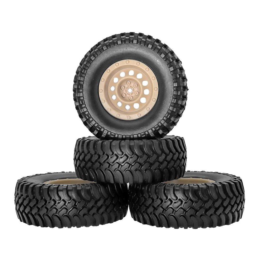 

4PCS 1/10 RC Rock Crawler Tires OD100mm Tyre 12mm Hex Plastic 1.9inch Beadlock Wheels for 1:10 Scale Truck CC01 D90 D110 TF2 Car
