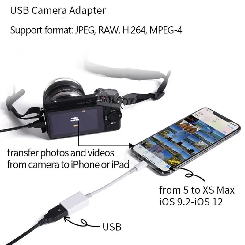 Кабель-адаптер OTG с 8 контактами на USB 2 0 для iPhone 13 12 11 Pro Max Xs XR 7 Plus iPad iOS мыши камеры