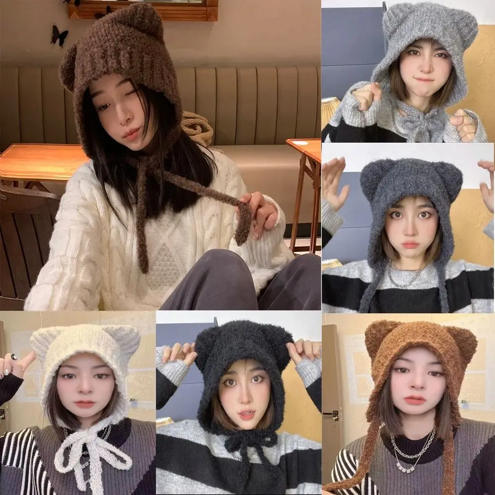 

Cute Warm Ear Cap Bear Ear Ear Protection Hats Cold Cap Beanie Wool Hat Knitted Hat