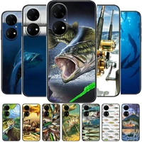 summer fishing graphic phone case for huawei p50 p40 p30 p20 10 9 8 lite e pro plus black etui coque painting hoesjes comic fas