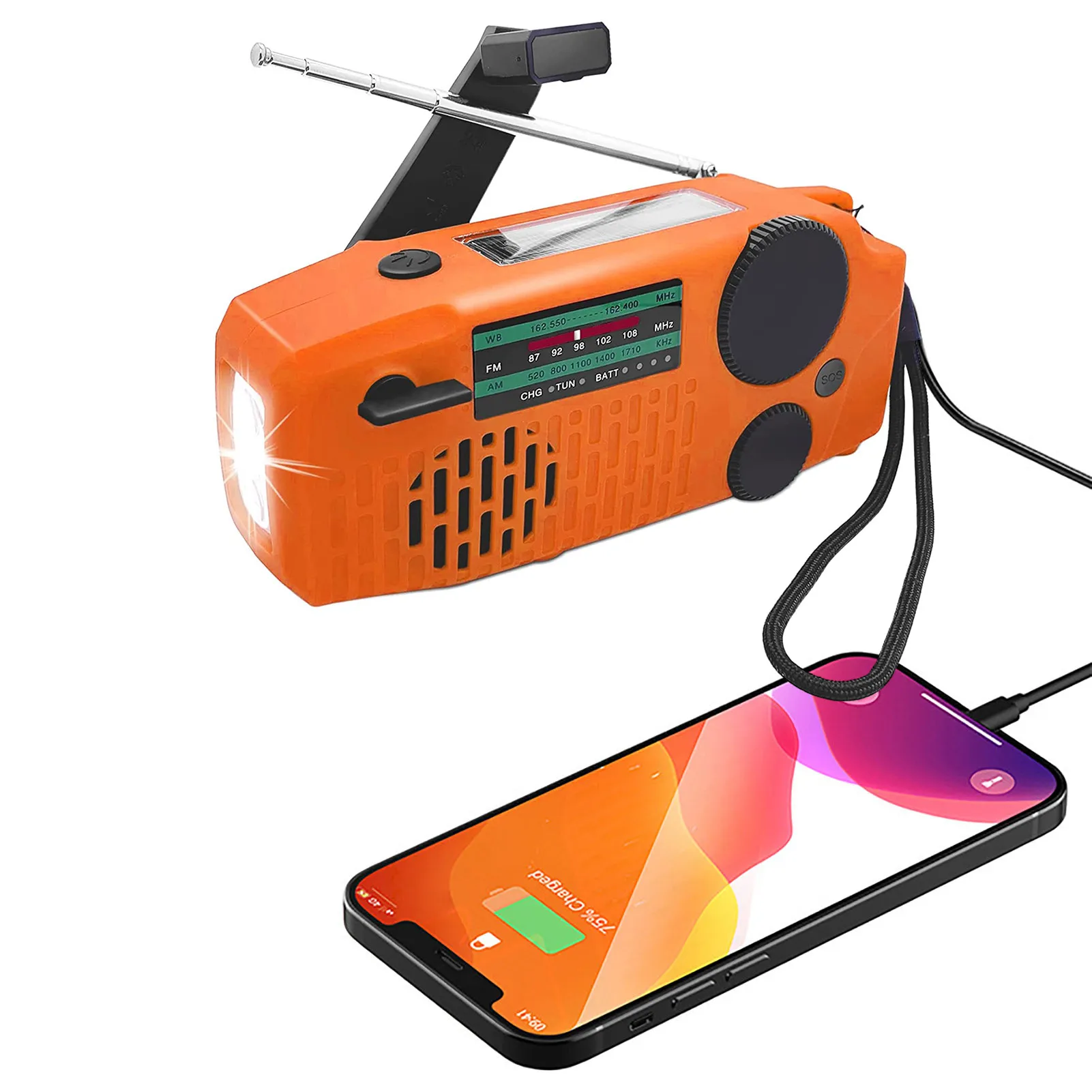 

2000mAH Hand Crank GeneratorPortable Weather And Emergency Alert Radio LED Flashlight For Outdoor SOS Alarm Portable Power Bank