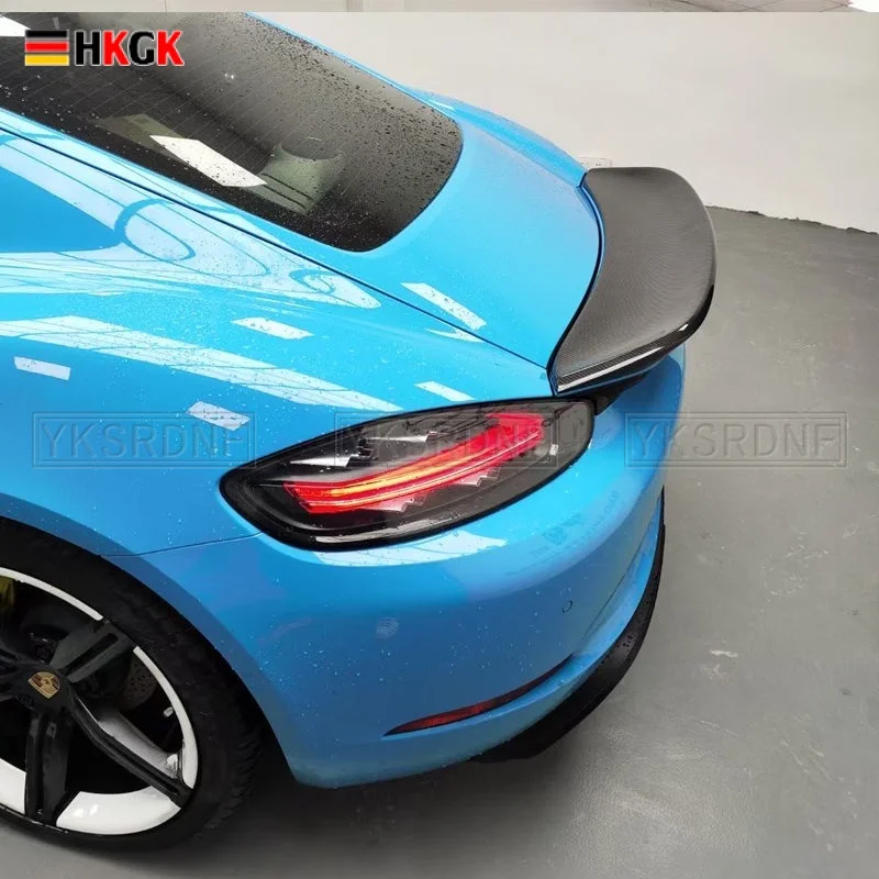 

Задний спойлер для Porsche 718 Boxster Base S Coupe & Cayman 16-22, крыло из настоящего углеродного волокна, крышка багажника, крышка клапана, отделка крыши, Li