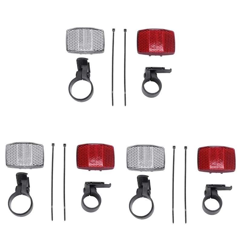

3 Pair Cycle Bicycle Bike Light Reflector Rear Front For Handlebar & Saddle Bar