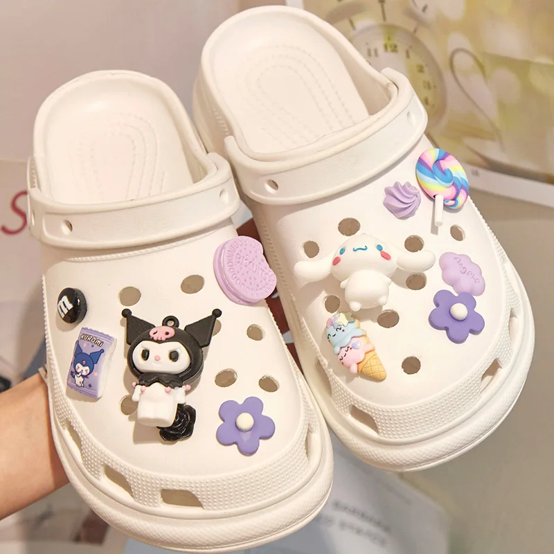 Sanrio Kuromi Cinnamoroll Cartoon Shoe Cute Novelty DIY Crocs Charm Sneakers Accessories Souvenir Decoration Kid Party Gifts images - 6