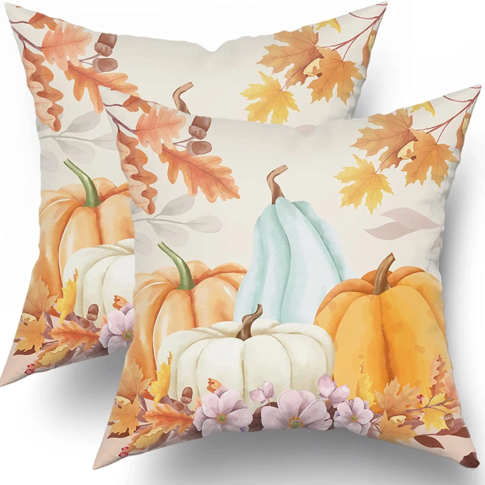 

Autumn Leaf Pillow Covers Fall Pumpkin Pillow Case Sofa Bed Room Decorative Pillowcase for Couch Sofa Bed 18x18 Garden Outdoor