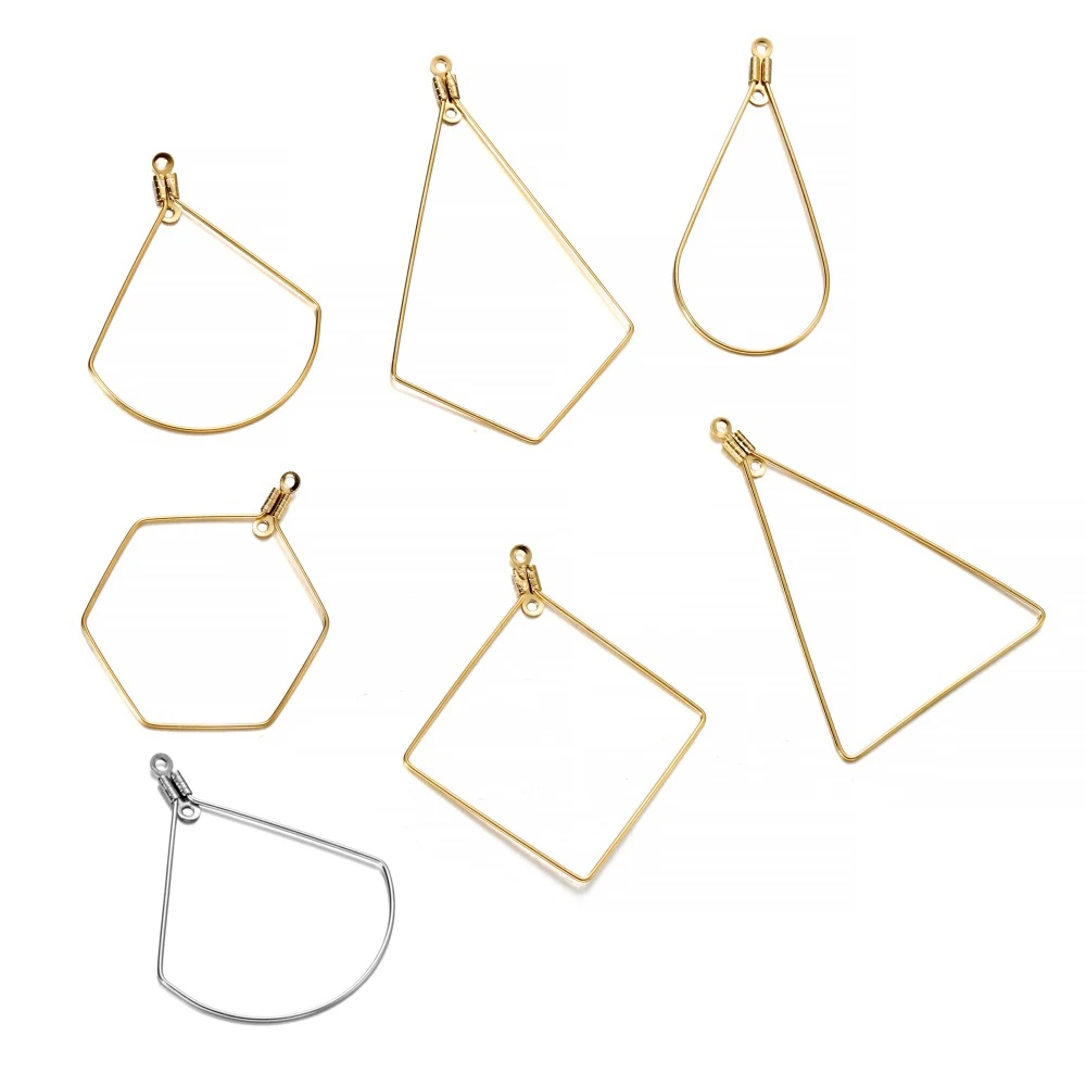 

20pcs Stainless Steel Earrings Pendants DIY Accessories Gold Plated Geometric Shaped For Jewelry Making Handmade Supplier