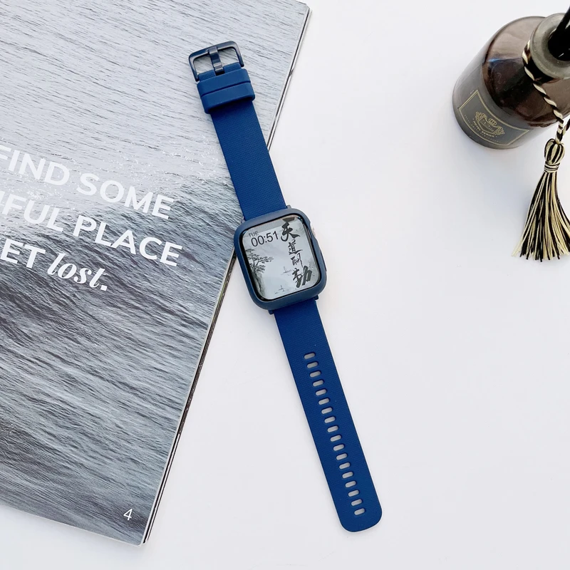 Silicone Strap+Case Set Suitable For Apple Watch Strap 38/40/41Mm 42/44/45Mm Sports Smart Accessory Bracelet Iwatch ultra8SE7564