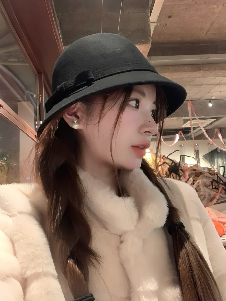 Изящная рыбацкая шляпа Chen Haha осенне-зимняя шерстяная теплая французская с